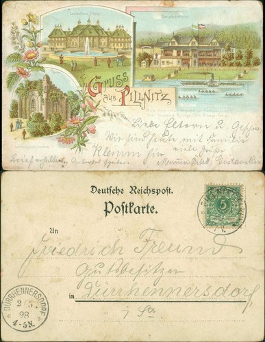 Ansichtskarte pillnitz litho - ansichtskarte,