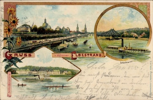 Litho dresden altstadt gruss - altstadt,,